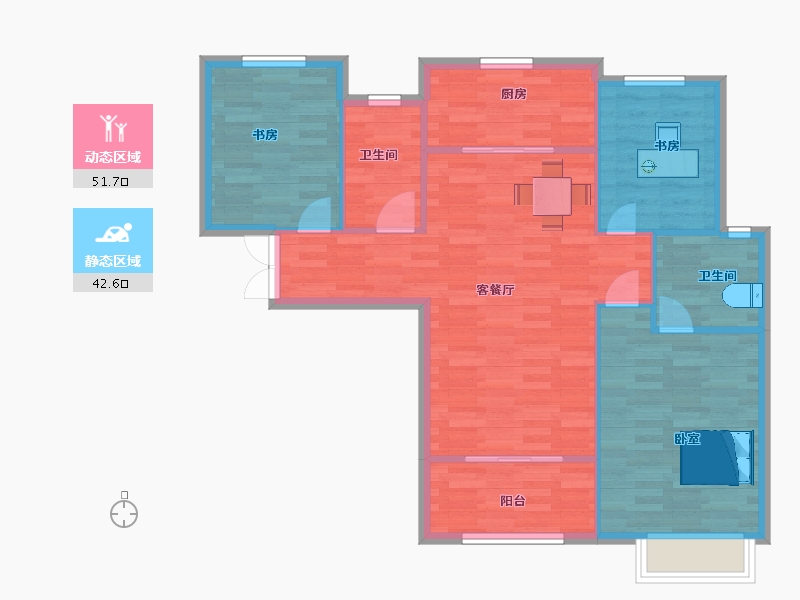 陕西省-西安市-金科博翠天宸3号楼,7号楼,8号楼120m²-86.19-户型库-动静分区