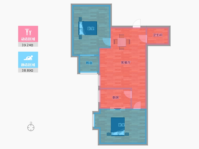 陕西省-西安市-豪顿国际G户型89m²-62.99-户型库-动静分区