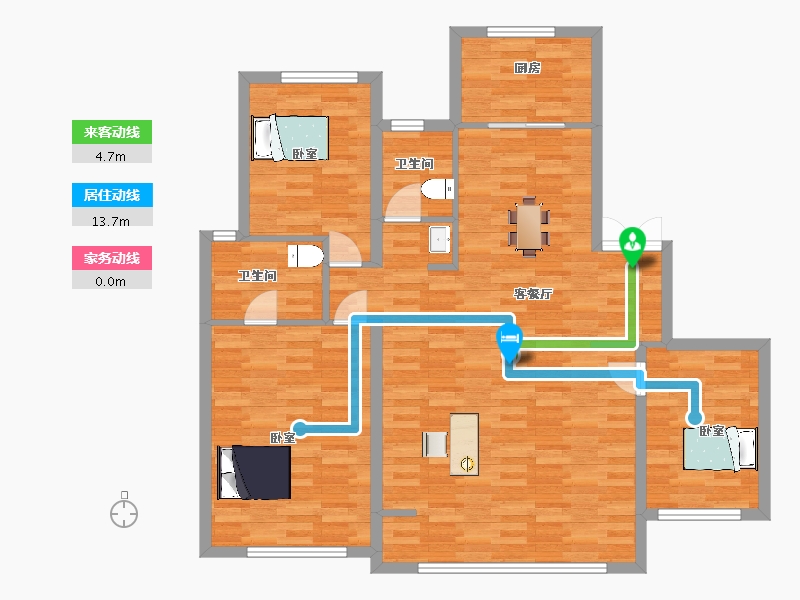 陕西省-西安市-中南君启A户型原境DK2-1,DK2-2楼144m²-105.69-户型库-动静线