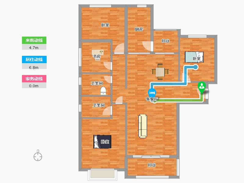 陕西省-西安市-西安恒大悦龙台1号楼162m²-130.00-户型库-动静线