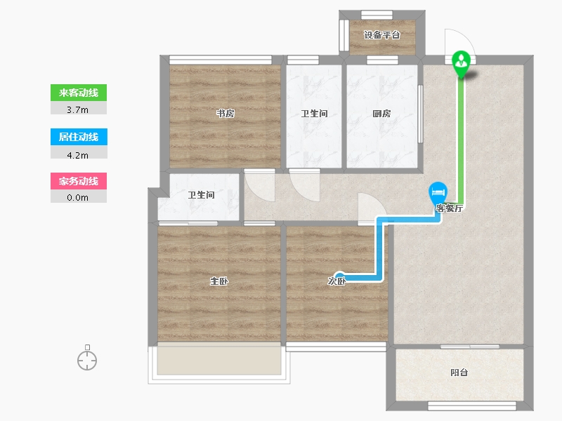 江苏省-苏州市-浦西玫瑰园3,6,7,-18栋A户型86m²-69.66-户型库-动静线