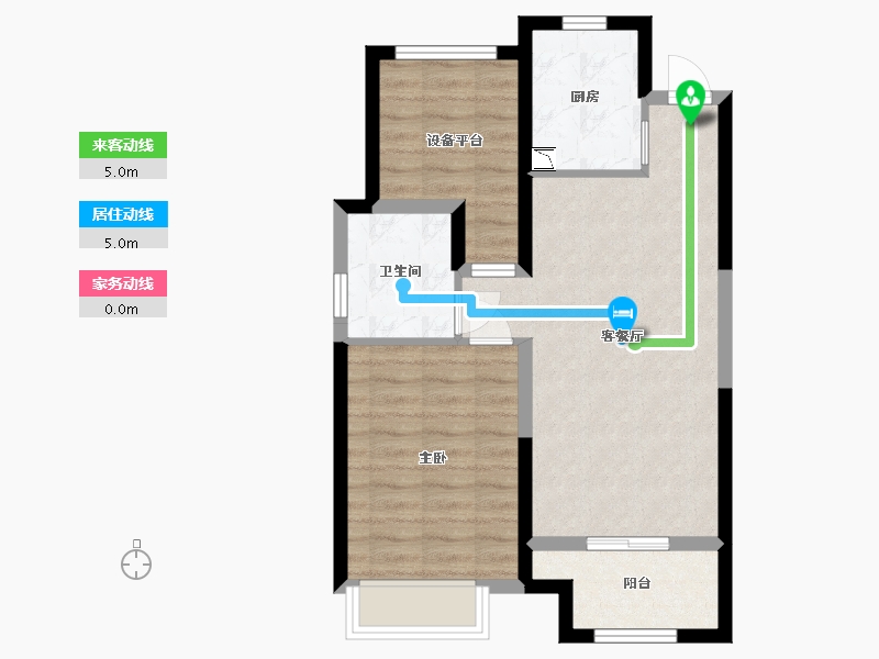 江苏省-苏州市-象屿都城B3户型68m²-61.31-户型库-动静线