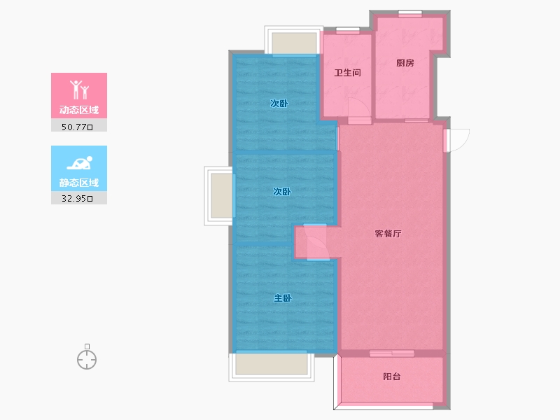 江苏省-苏州市-五湖四季25,29,2栋A户型93m²-74.99-户型库-动静分区