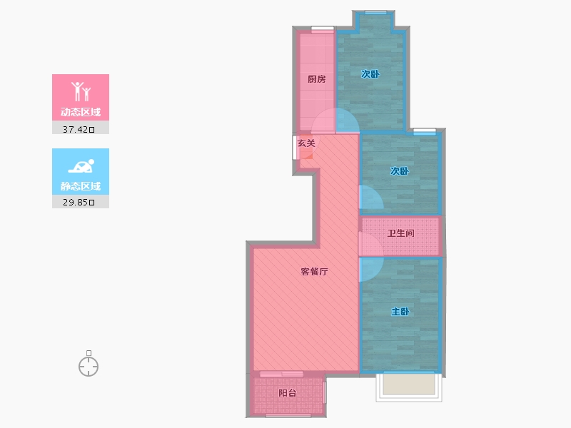 北京-北京市-双兴东区-59.44-户型库-动静分区