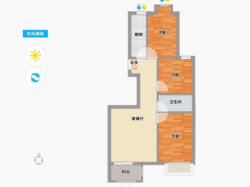 北京-北京市-双兴东区-59.44-户型库-采光通风