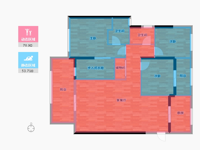 广东省-汕头市-龙光阳光御府-112.89-户型库-动静分区