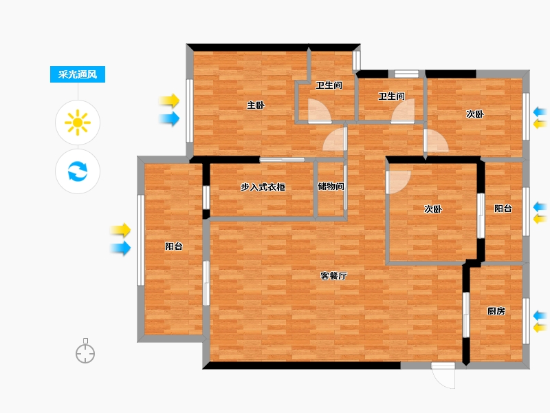 广东省-汕头市-龙光阳光御府-112.89-户型库-采光通风