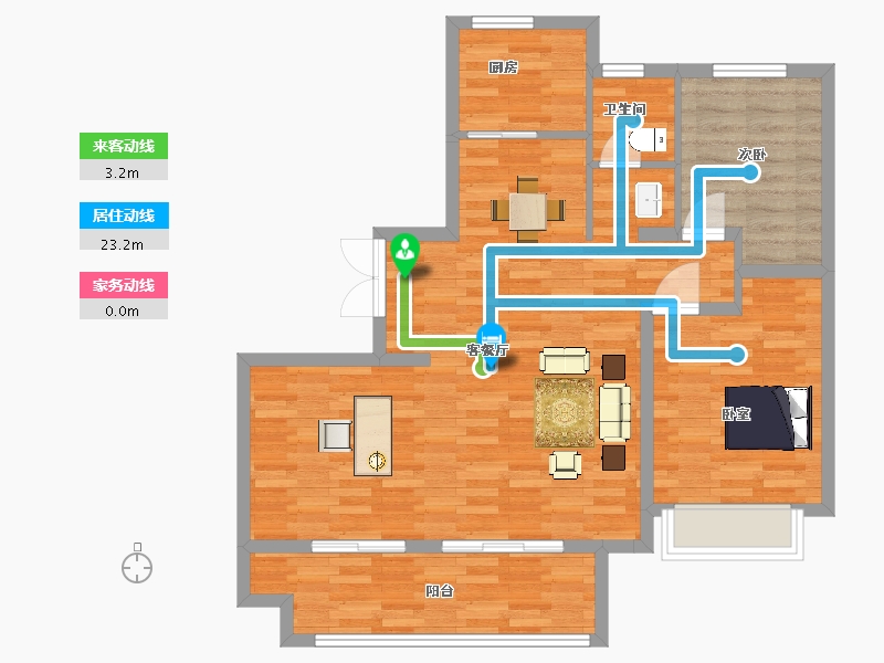 山东省-青岛市-中央美地天奕116m²-87.12-户型库-动静线