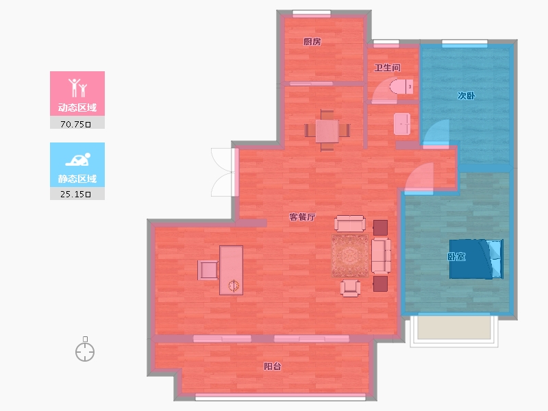 山东省-青岛市-中央美地天奕116m²-87.12-户型库-动静分区