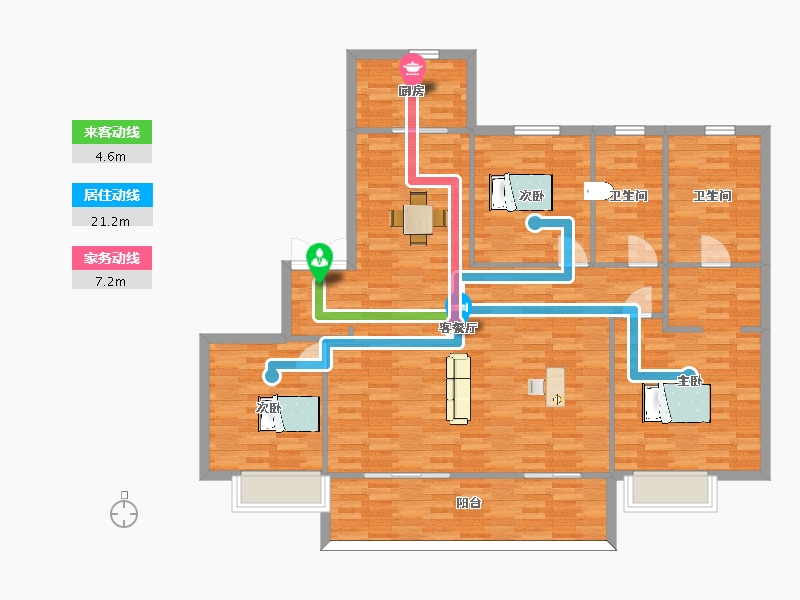 陕西省-西安市-正荣紫阙台东区-2,-3,-5号楼161㎡-128.80-户型库-动静线