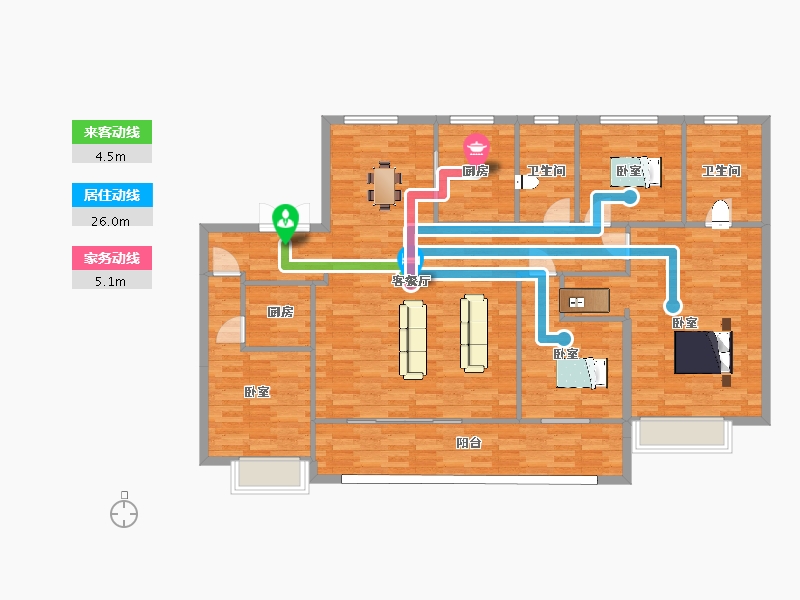 陕西省-西安市-正荣紫阙台正荣紫阙台东区-7,-6,-8号楼178㎡户型178㎡-142.39-户型库-动静线