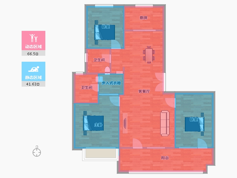 山东省-青岛市-永新华府26号楼124m²-99.20-户型库-动静分区