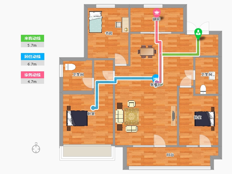 山东省-青岛市-永新华府28号楼27G116m²-92.80-户型库-动静线