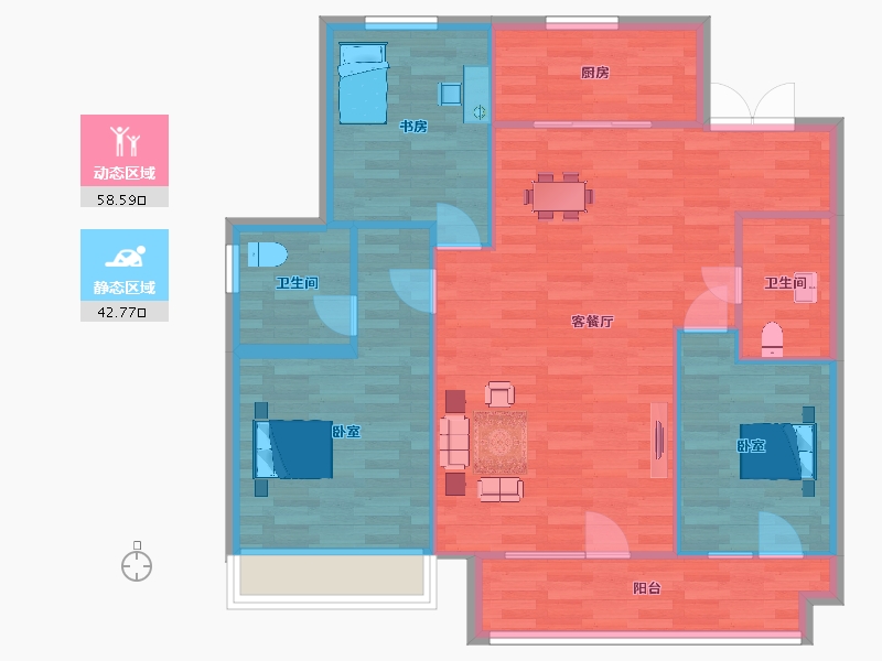 山东省-青岛市-永新华府28号楼27G116m²-92.80-户型库-动静分区