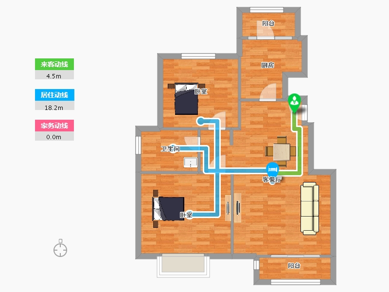 山东省-青岛市-太泉美域21号楼91m²-72.80-户型库-动静线