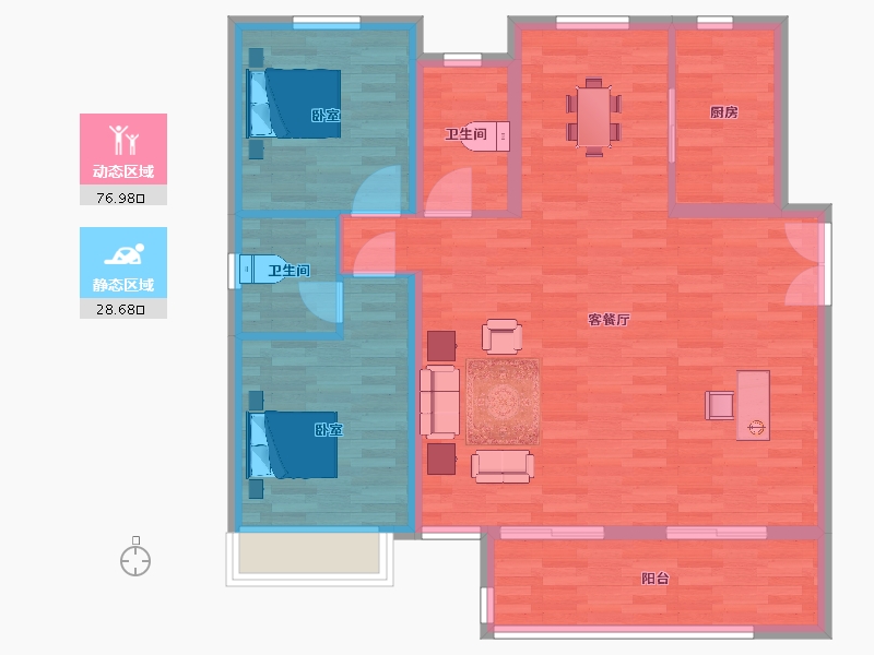 山东省-青岛市-中央美地天奕2号楼130m²-96.33-户型库-动静分区