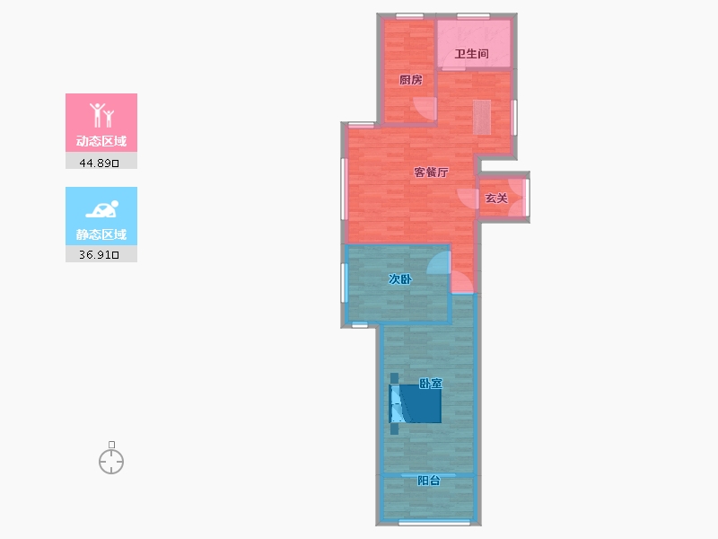 山东省-青岛市-三龙锦绣山庄93㎡-74.00-户型库-动静分区