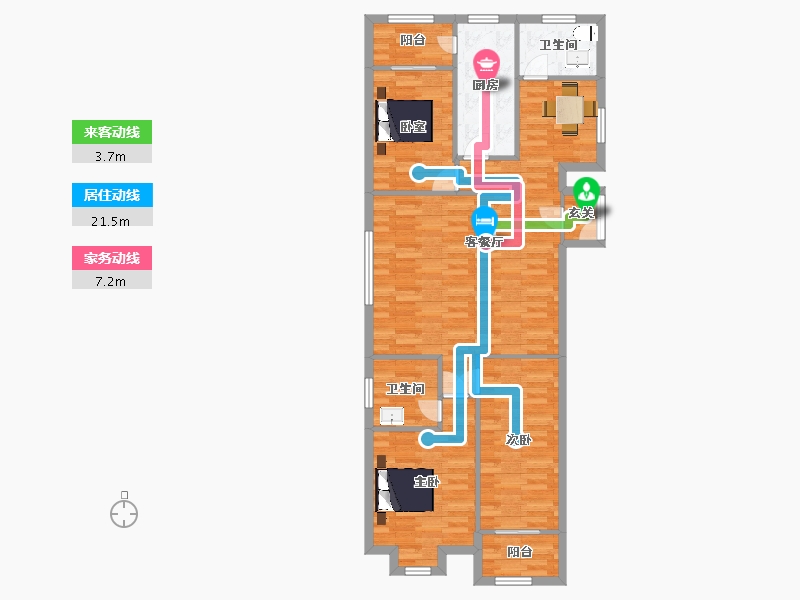 山东省-青岛市-三龙锦绣山庄131㎡-100.15-户型库-动静线