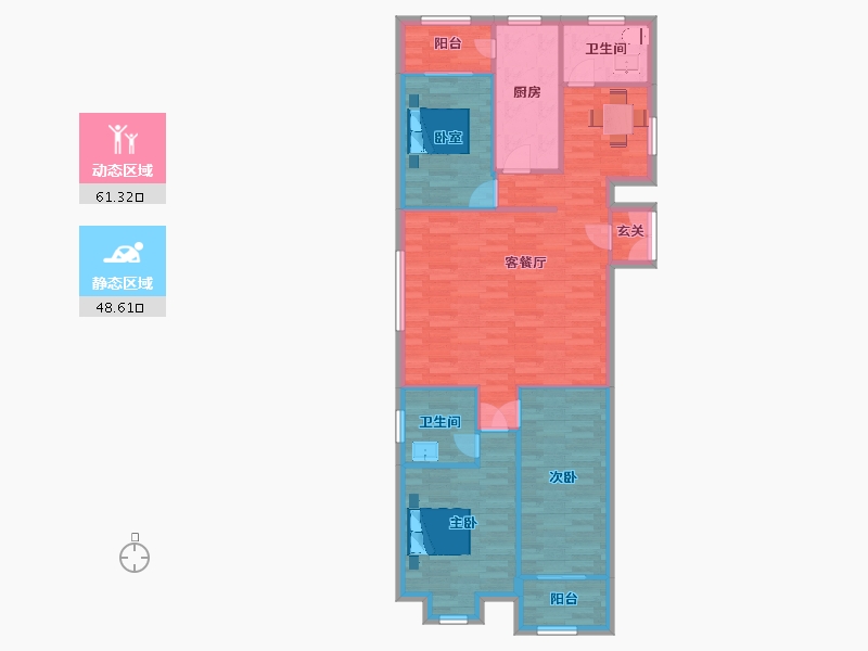 山东省-青岛市-三龙锦绣山庄131㎡-100.15-户型库-动静分区