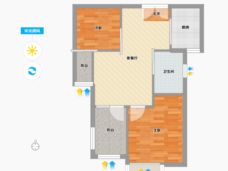 上海-上海市-万业紫辰苑-49.40-户型库-采光通风