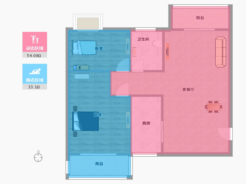 陕西省-西安市-海棠湾100㎡-80.00-户型库-动静分区