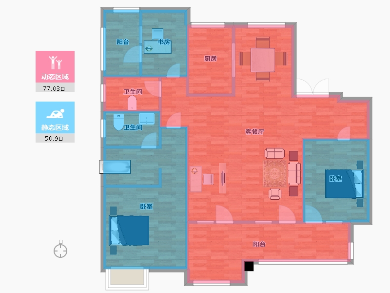 山东省-青岛市-嶺海香澜郡25，27号楼G2147m²-117.60-户型库-动静分区