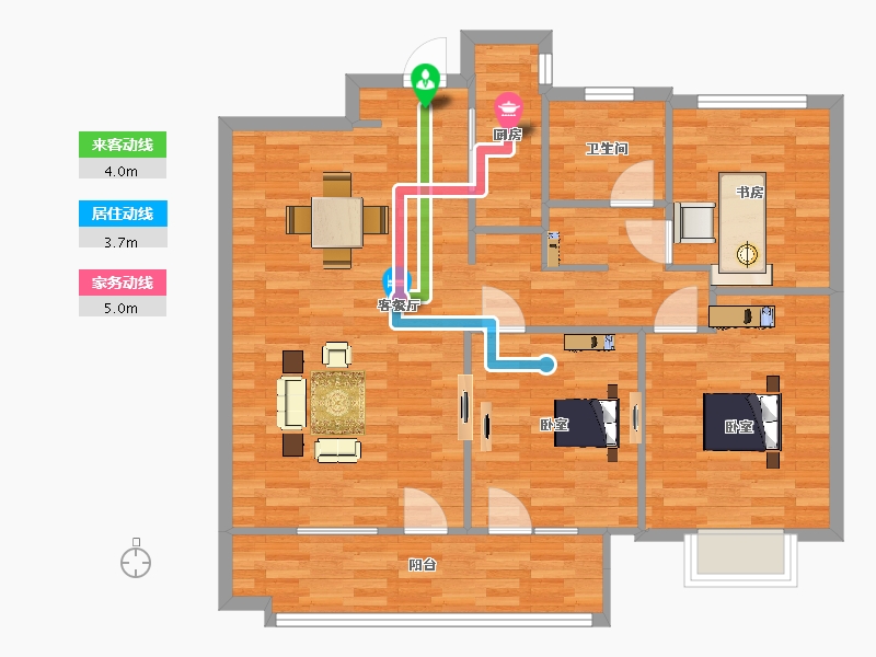 山东省-青岛市-海尔产城创东方文华1，2，3号楼B117m²-93.59-户型库-动静线