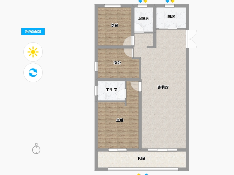 河南省-焦作市-中梁·首府-90.78-户型库-采光通风