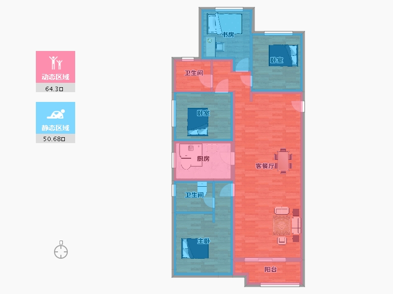 陕西省-西安市-富力开远城樾堂户型DK1-1号楼143m²-102.67-户型库-动静分区