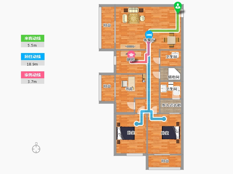 陕西省-西安市-皇城美居143㎡-109.15-户型库-动静线