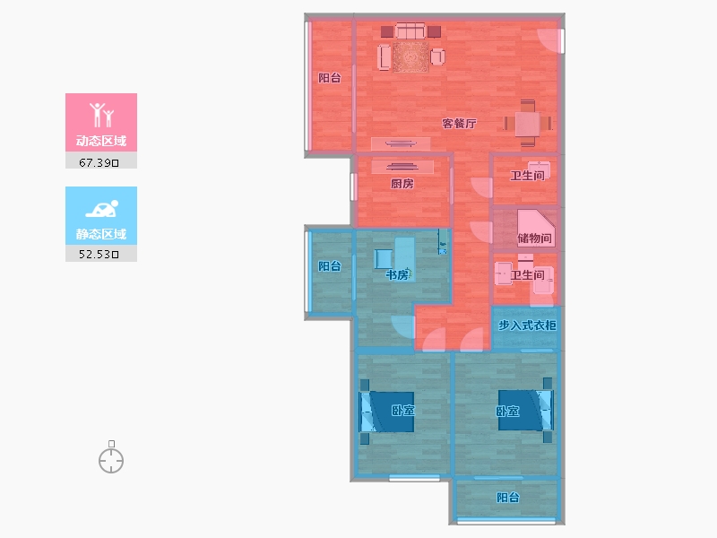 陕西省-西安市-皇城美居143㎡-109.15-户型库-动静分区