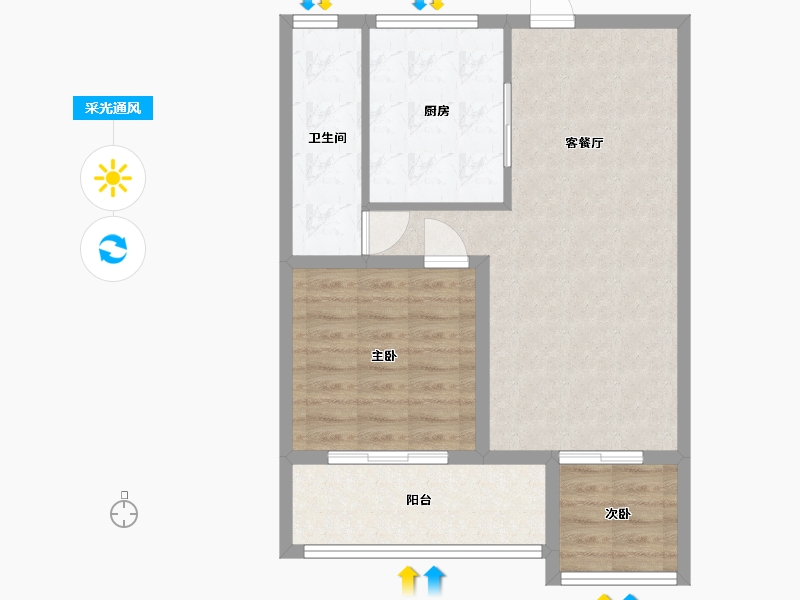 湖北省-武汉市-百瑞景中央生活区-70.00-户型库-采光通风