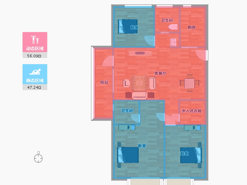 山东省-青岛市-碧桂园蓝谷之光晟邸5号楼,9地块9，10号楼118m²-94.40-户型库-动静分区