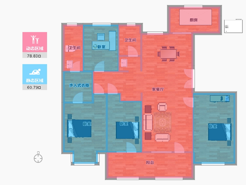 山东省-青岛市-圣豪庄园14号楼160m²-128.00-户型库-动静分区