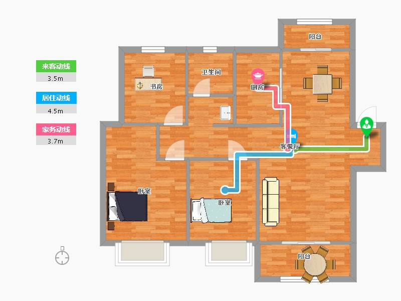 山东省-青岛市-中建尚锦苑2号楼107m²-85.59-户型库-动静线