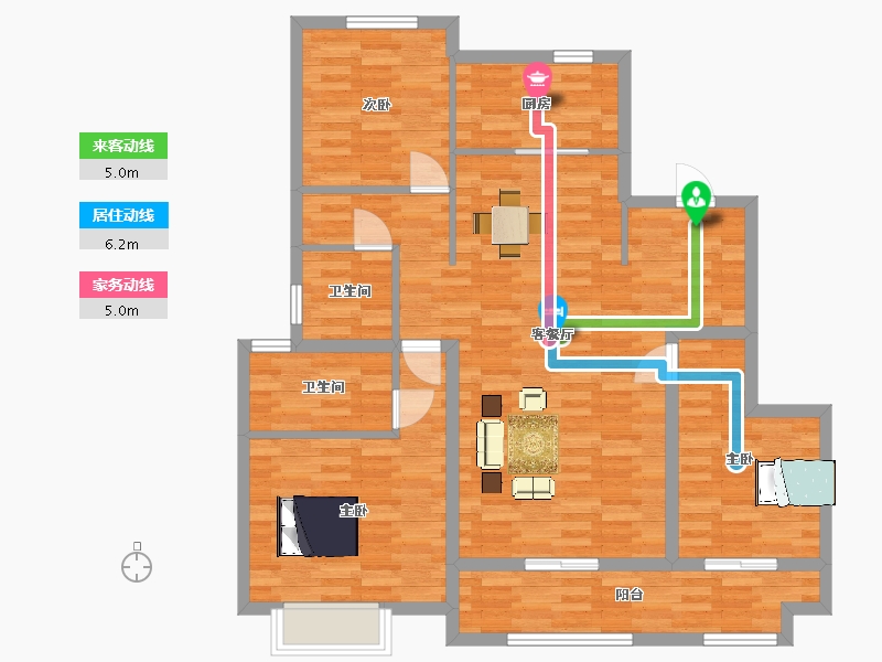 山东省-青岛市-中建尚锦苑2号楼129m²-103.19-户型库-动静线