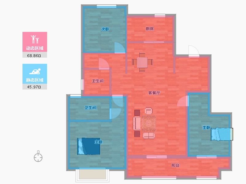 山东省-青岛市-中建尚锦苑2号楼129m²-103.19-户型库-动静分区