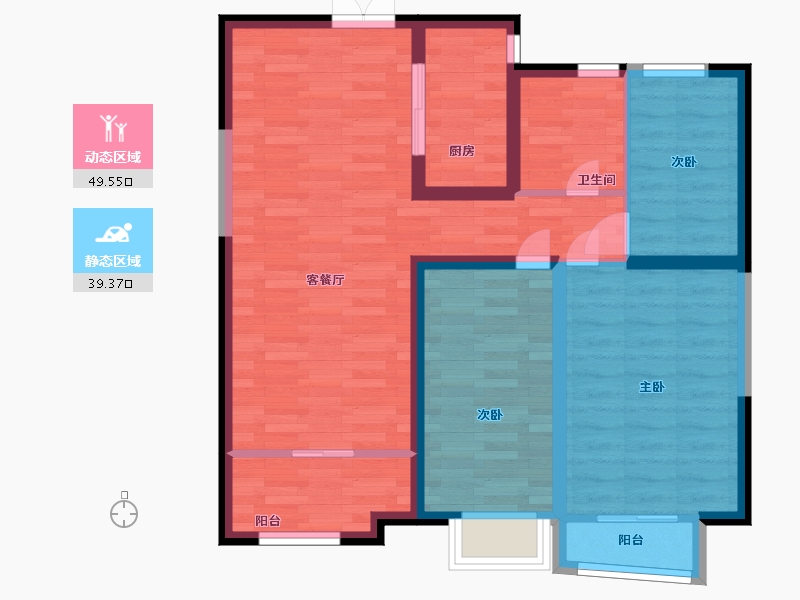 陕西省-西安市-陆港金海岸115㎡-79.06-户型库-动静分区