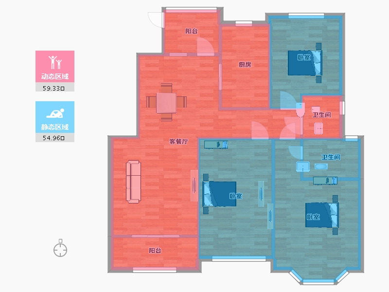 山东省-青岛市-奥园海泊澜湾14号楼,15号楼132m²-105.11-户型库-动静分区