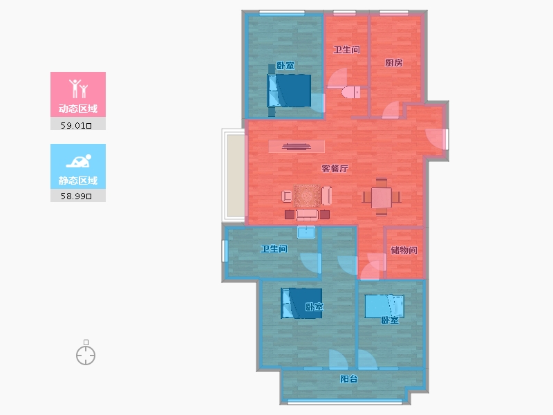 山东省-青岛市-海尔产城创东方文华2，3号楼C1135m²-107.99-户型库-动静分区