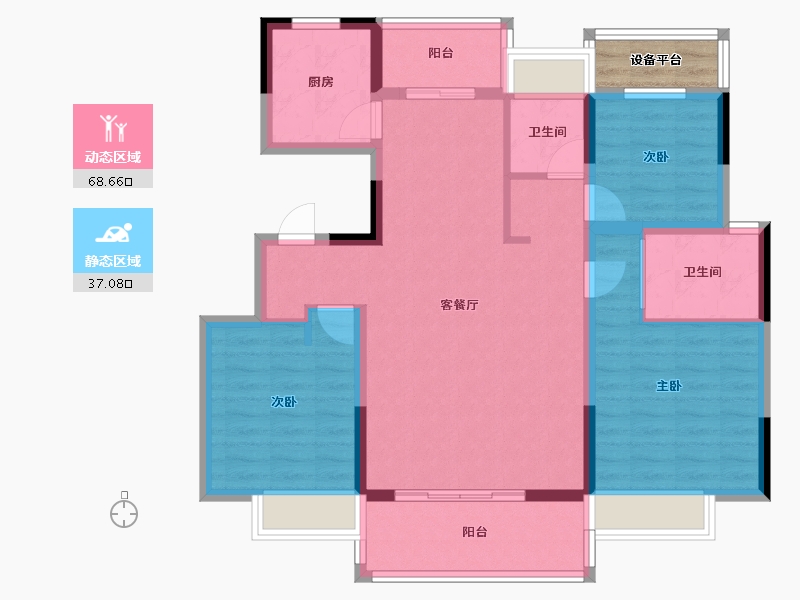 江苏省-南通市-丽景湾Plus-97.00-户型库-动静分区