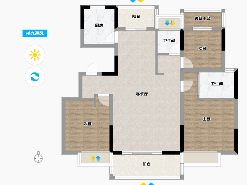 江苏省-南通市-丽景湾Plus-97.00-户型库-采光通风