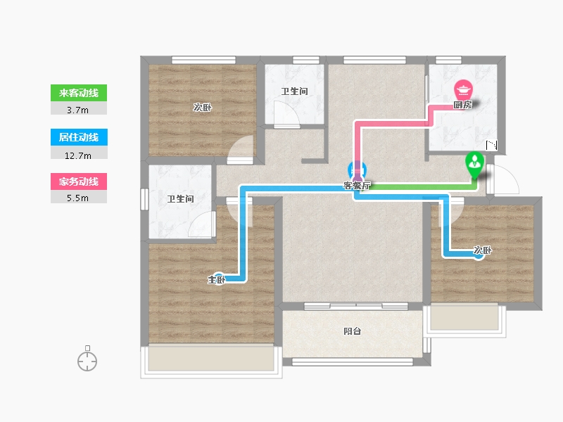 河北省-邯郸市-天伦湾-88.87-户型库-动静线