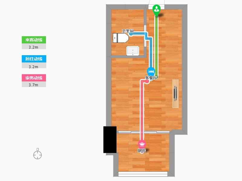 陕西省-西安市-中华世纪城一期综合10号楼A2户型33m²-20.98-户型库-动静线