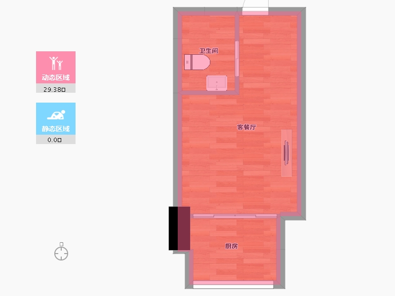 陕西省-西安市-中华世纪城一期综合10号楼A2户型33m²-20.98-户型库-动静分区