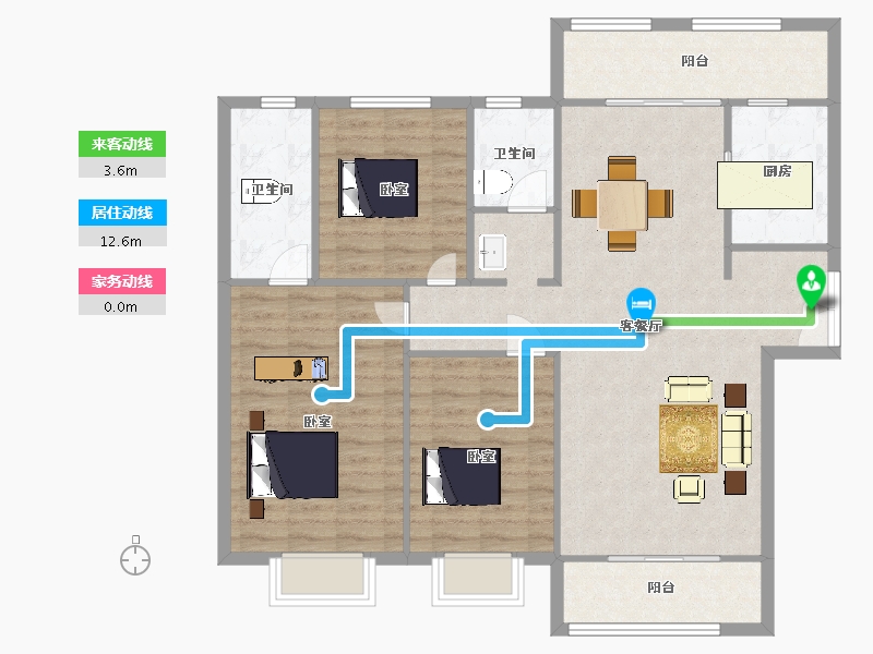 陕西省-西安市-恒志云都141㎡-113.00-户型库-动静线