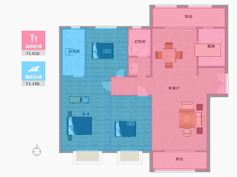 陕西省-西安市-恒志云都141㎡-113.00-户型库-动静分区