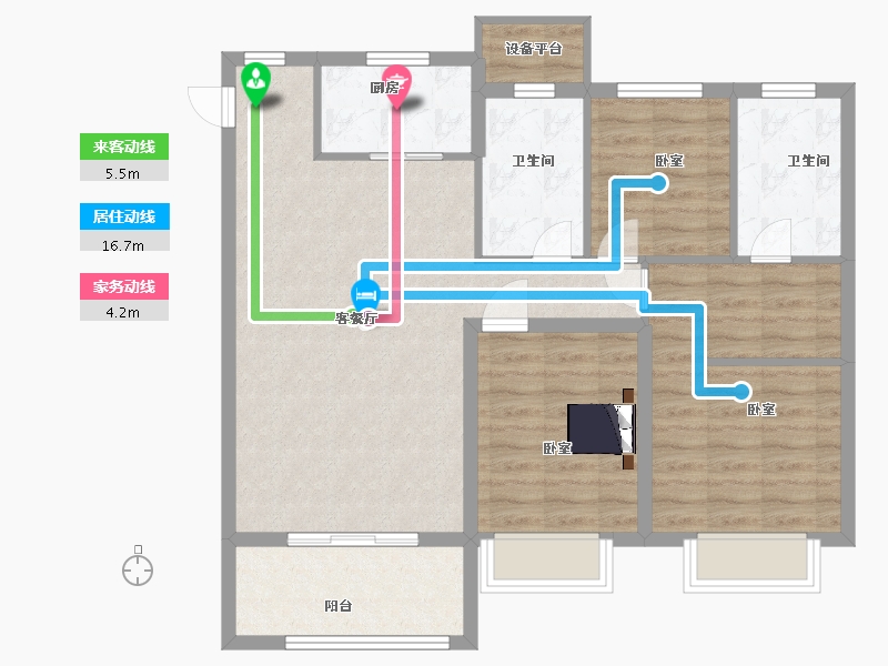 陕西省-西安市-苏宁雲著1,2栋132㎡-91.77-户型库-动静线