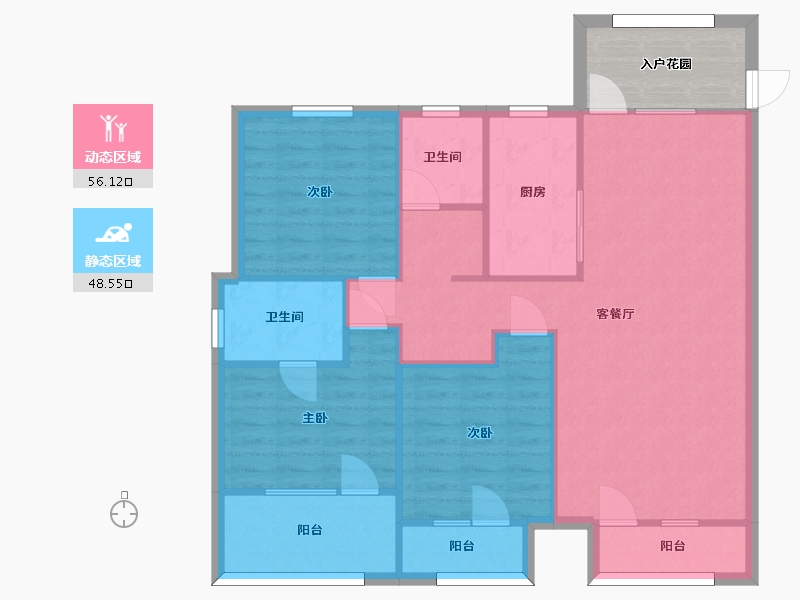 山东省-青岛市-龙湖昱城15号楼125㎡-101.23-户型库-动静分区