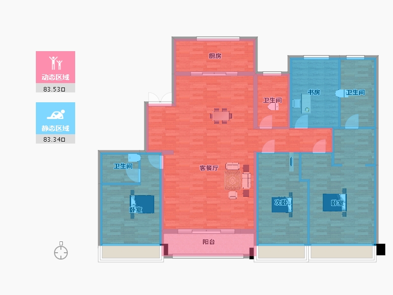 陕西省-西安市-碧桂园云顶B1,190㎡-151.95-户型库-动静分区